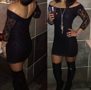 Sexy lace black dress.